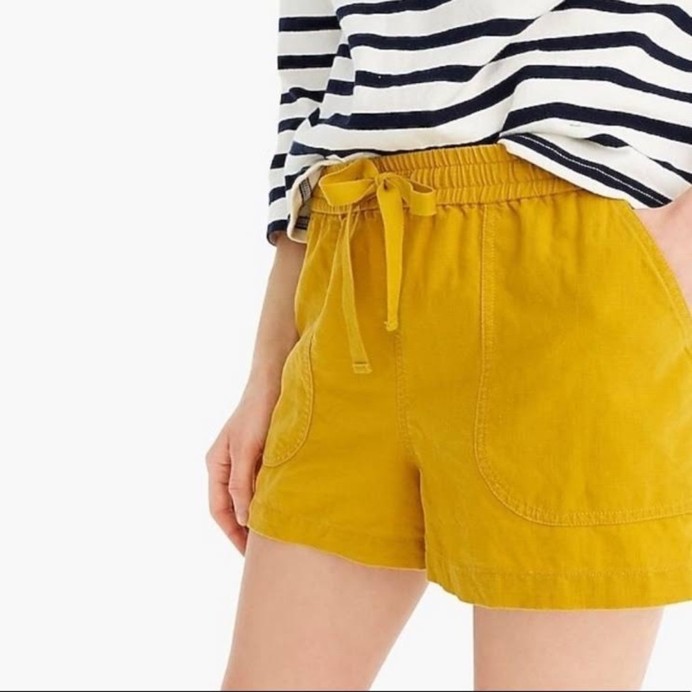 J. Crew Seaside Yellow Shorts in Linen Blend